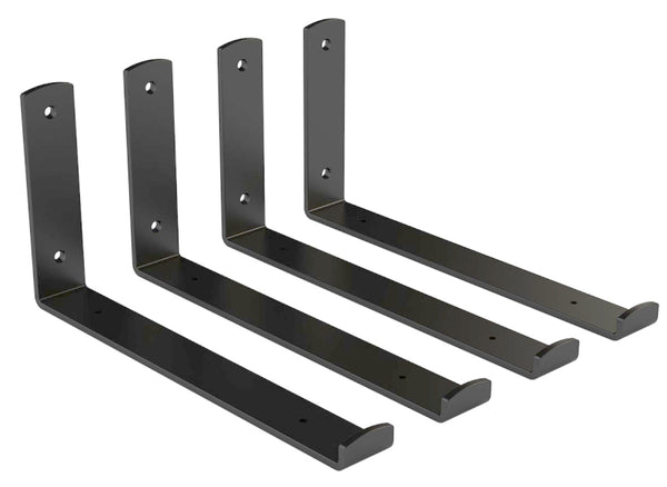 National Hardware N900-002 11 inch Floating Shelves Heavy Duty Shelf Metal L Bracket with Wall Anchors, 11.8" x 5.9", Black