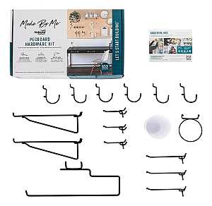 National Hardware N900-003 Metal Assortment PegBoard Storage with Rounded Hooks, Shelf, Paper Towel Holder and Cup for Kitchen Craft Garage, Black