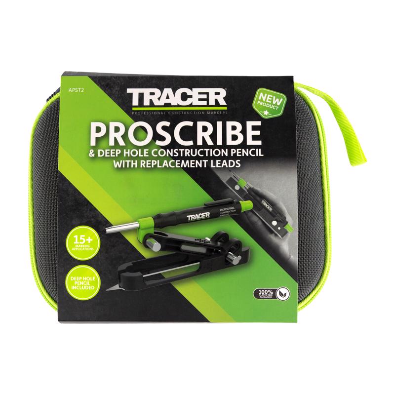 Tracer Professional Woodworking Scribe Tool Set ProScribe with Deep Hole Pencil, 6X 2.8 mm Lead Refills, Holster & Case - Precision Scribing Tool for Carpenters & Craftsmen
