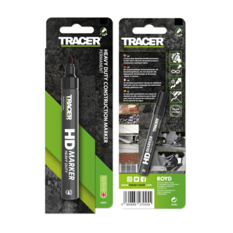 Tracer Heavy Duty Construction Marker (1-3mm Bullet Point General-Purpose Marker ideal for construction sites) – Black