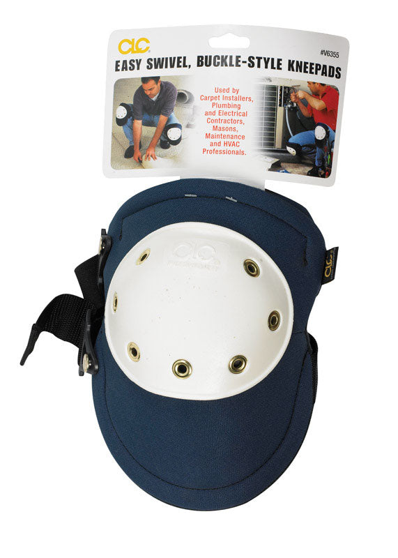 CLC Custom Leathercraft V6355 Buckle-Style Easy-Swivel Kneepads with Plastic Cap,Blue/White