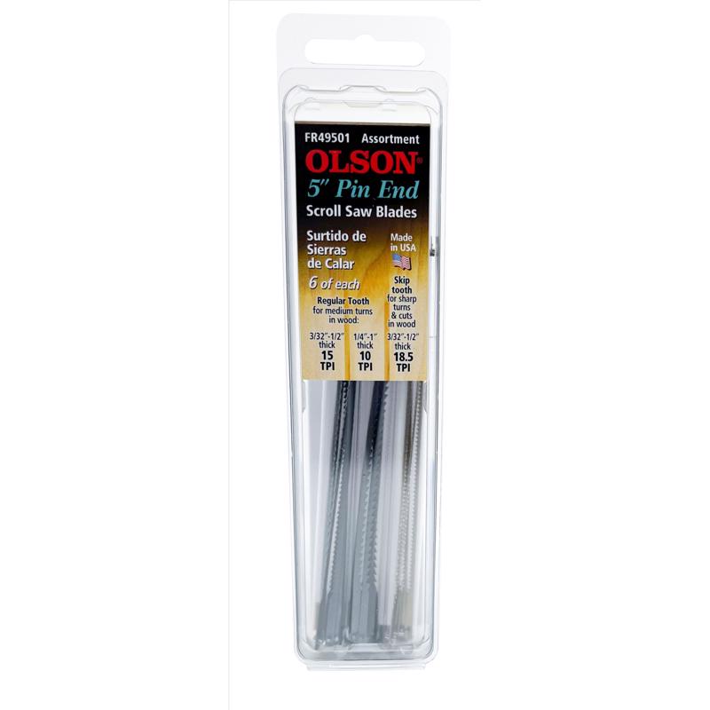OLSON SAW FR49501 Pin End Scroll Saw Blade,18 Pack