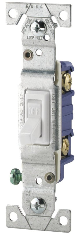 EATON Wiring 1301-7W 15 Amp Single-pole Grounding Toggle Switch, White