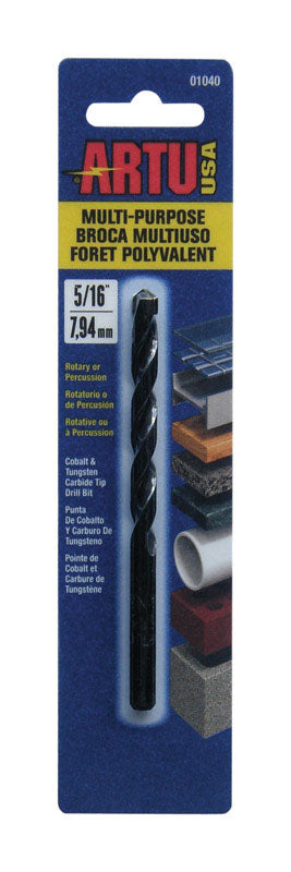 Artu Cobalt Multi Purpose Drill Bit Concrete, Percussion 4-1/2" Overall Length, 5/16" Dia Carded 01040