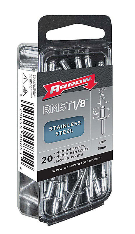Arrow Fastener 20 Count 1/8" Medium Stainless Steel Rivets RMST1/8