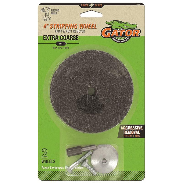 Gator 4" Drill Mounted Stripping Wheel, Silicon Carbide, Extra Coarse Grit 9485GA