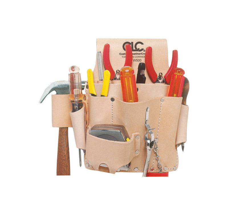 CLC Custom Leathercraft W500 Electrician's Tool Pouch, Heavy Duty, 8-Pocket, Tan