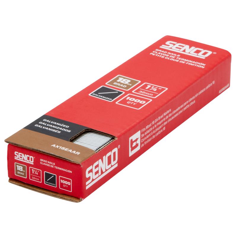 SENCO AX15EAAR 1-1/4" 18 Gauge Brad Nails, Galvanized Finish, Collated 1,000 Count Pack