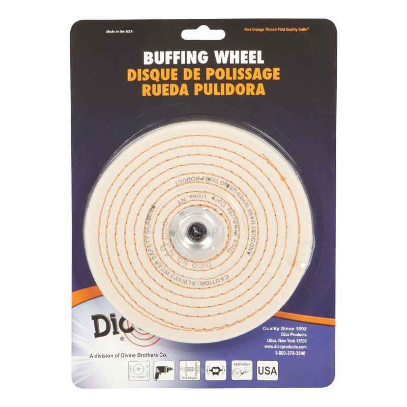 Dico 527-40-6 1/4-Inch Spiral Sewn 6-Inch Diameter 1/2-Inch Thick Buffing Wheel, White (7000194)