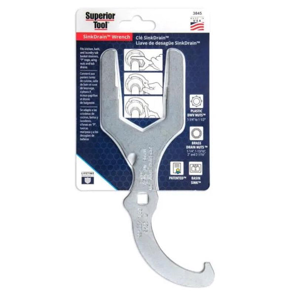 Superior Tool Drain Wrench, Pipe 1 1/4 And 1 1/2 In 3845