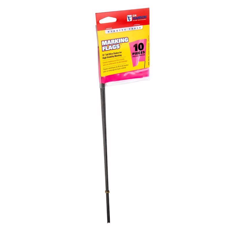 CH Hanson 15 In. Pink Fluorescent Marking Flags 10 Pack