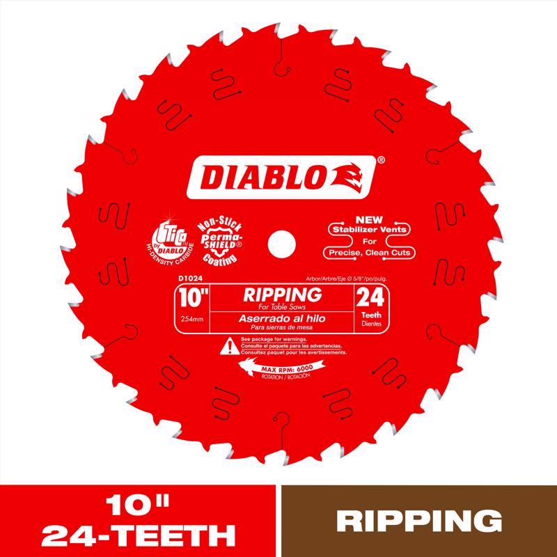 Freud D1024X Diablo 10" 24-Tooth ATB Ripping Saw Blade 5/8" Arbor