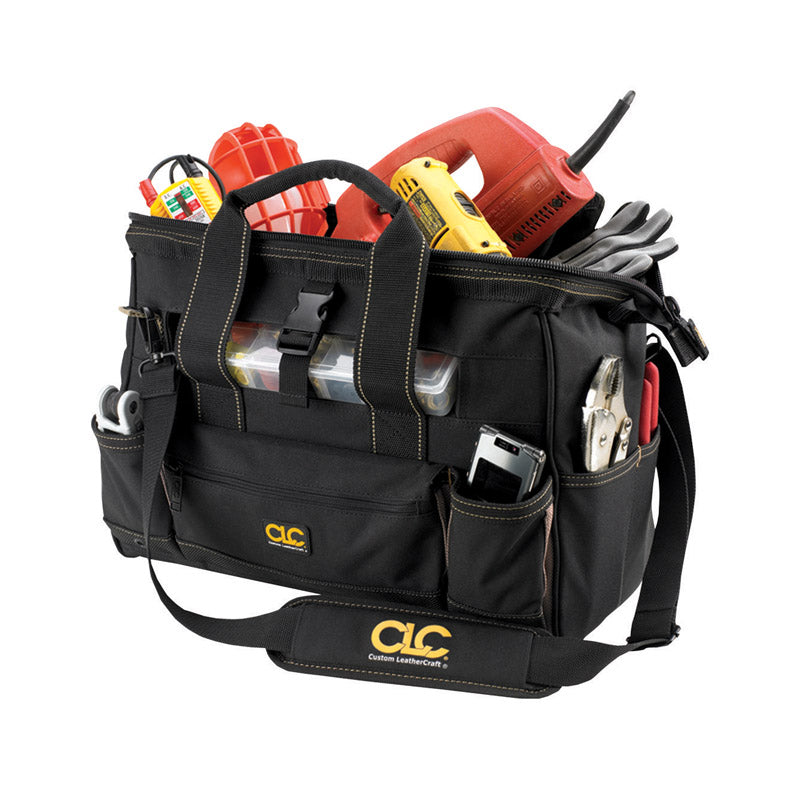 CLC Tool Works 1534 Tool Bag, 8 in W, 11 in D, 16 in H, 25 -Pocket, Polyester, Yellow