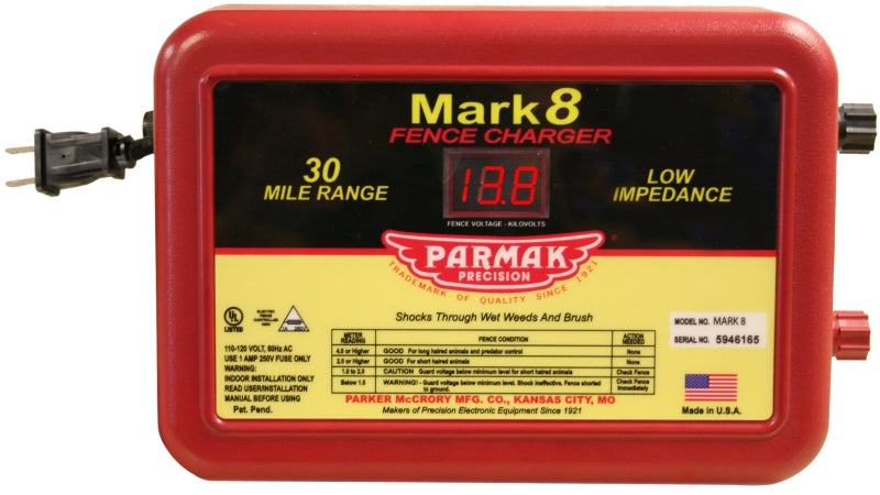 Parker Mc Crory Mfg Mark 8 Mark 8 Electric Fence Charger, 30-Mile, Low Impedance, Plug-in, 110-120-Volt - Quantity 4 (4-Pack)