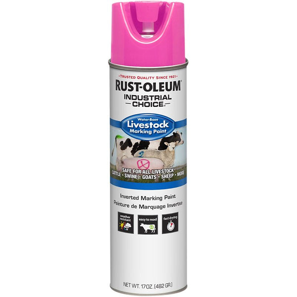 Rust-Oleum 383018 Livestock Marking Spray Paint, 17 oz, Fluorescent Pink