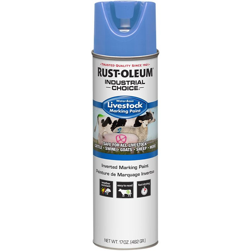 Rust-Oleum 383019 Livestock Marking Spray Paint, 17 oz, Fluorescent Blue