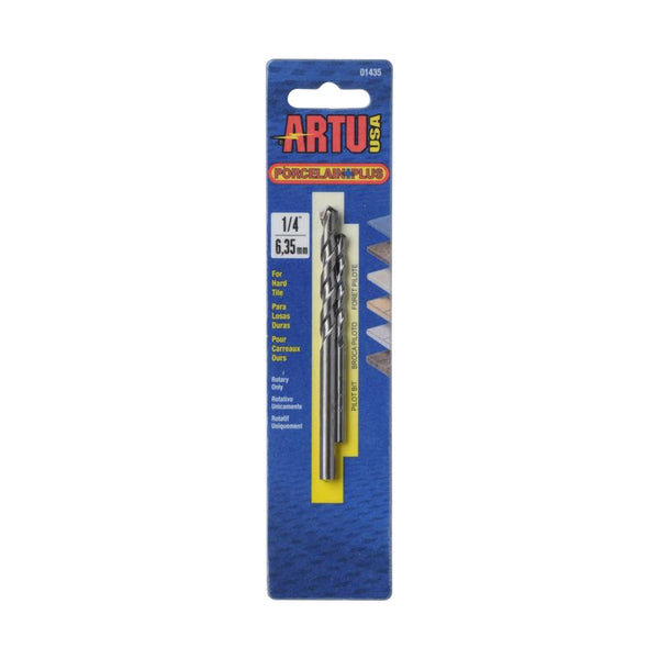 ARTU Porcelain Plus 1/4 in. x 4-1/8 in. L Tungsten Carbide Tipped Glass and Tile Bit Set 2 pc. 01435
