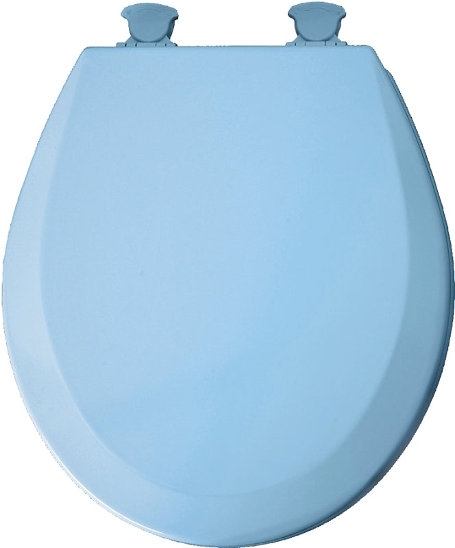 MAYFAIR 841EC 034 Cameron Toilet Seat will Never Loosen and Easily Remove, ROUND, Durable Enameled Wood, ROUND, Sky Blue