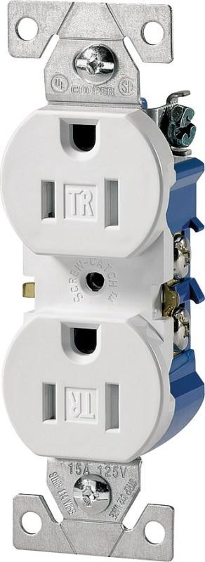 Eaton TR270W Tamper Resistant Duplex Receptacle with 15-Amp, 125-Volt, NEMA 5-15, White
