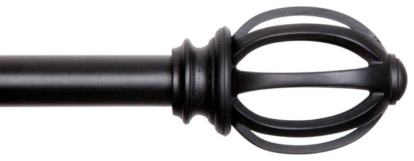 Kenney KN75241 Fast Fit Easy Install Lilly Cage Oblong Openwork End Decorative Window Curtain Rod, 66-120" Adjustable Length, Black Finish, 5/8" Diameter Steel Tube
