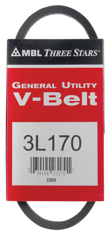 MBL 3L170 (1170) Fractional Horsepower V-Belt, 3L Section, 3/8" Width, 7/32" Height, 17'' Length, Rubber