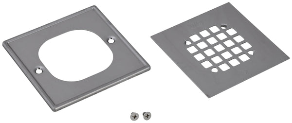 Oatey 42336 4.54" X 4.54" Polished Stainless Steel Square Snap In Strainer With Ring 42336/46266