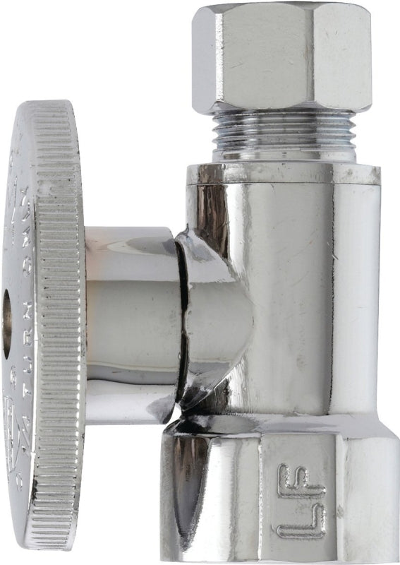 Plumb Pak PP53PCLF 1/4 Turn Straight Shut-Off Valve, 1/2 X 3/8 In, Fip X Od, Body, Chrome Plated, 1/2" x 3/8"