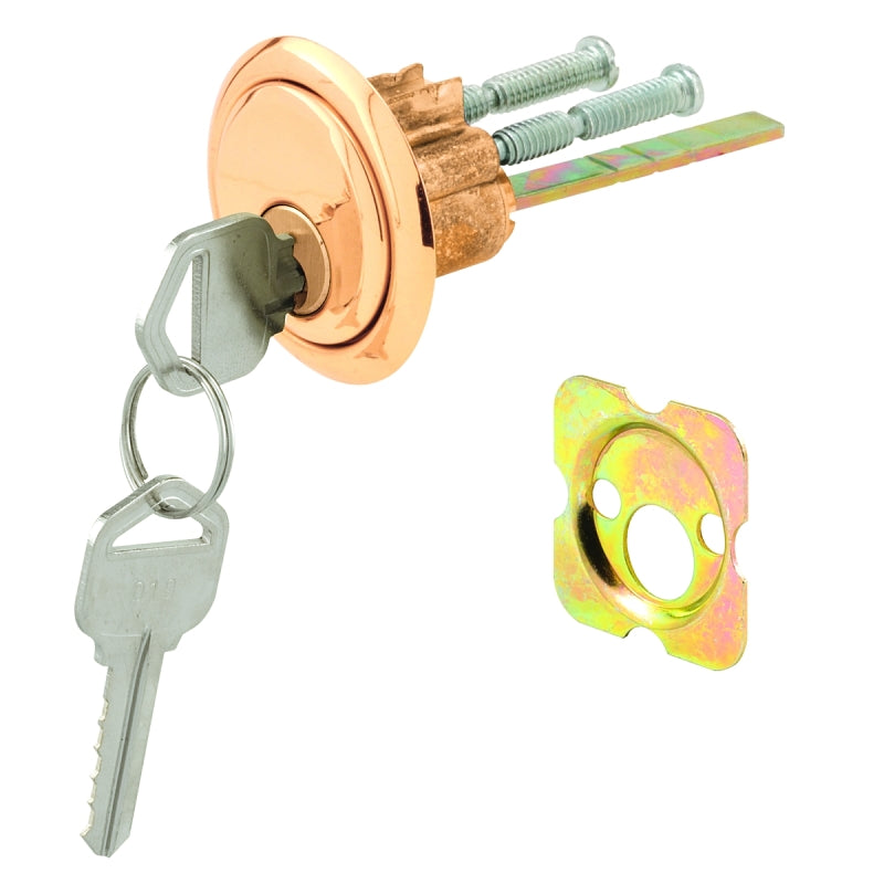 Defender Security U 9965 Rim Cylinder Lock Kwikset/Weiser with Brass Face and Diecast Housing