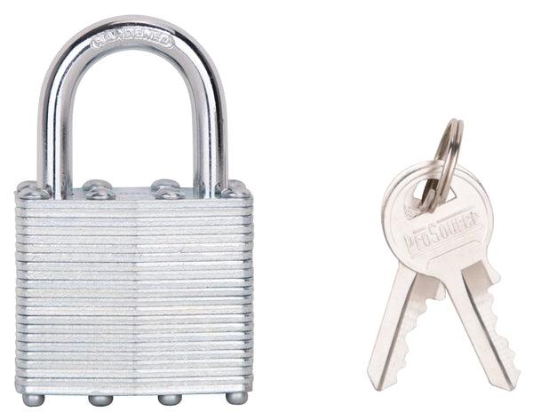 MINTCRAFT HD00012-3L ProSource 2310282 Laminated Padlock, 1-1/2 in, 4 Pins, Hardened Shackle, Galvanized Steel, Zinc Plated, quot