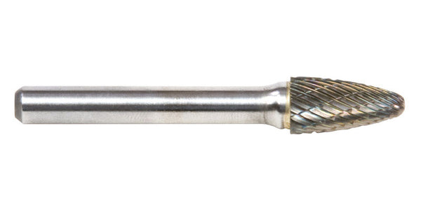 Forney 60125 Tungsten Carbide Burr with 1/4-Inch Shank, Tree Radius, Dark Grey, 3/8-Inch