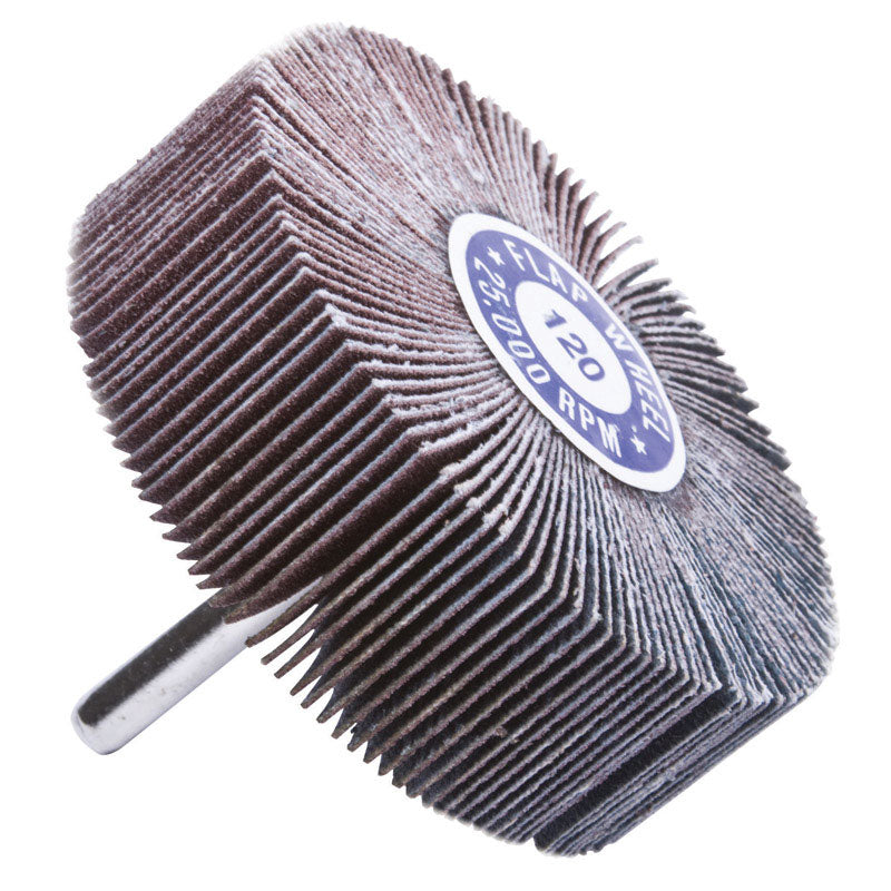 Forney 60183 Mounted Flap Wheel with 1/4-Inch Shank, 3-Inch-by-1-Inch, 120-Grit