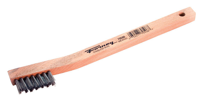 Forney 70506 Wire Scratch Brush, Stainless Steel with Wood Handle, 7-3/4-Inch-by-.006-Inch