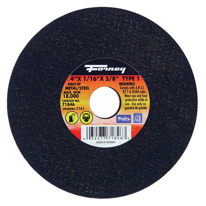 Forney Cut-Off Wheel 4 "X1/16 "X5/8 " 15000 Rpm
