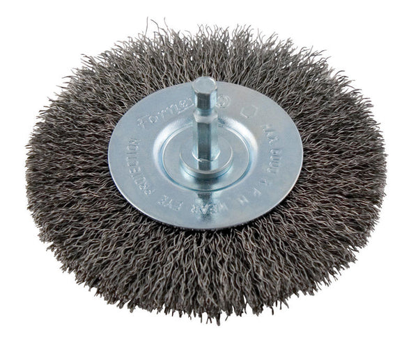 Forney Wheel Brush 4 " Crimp, Mounted Coarse 72739