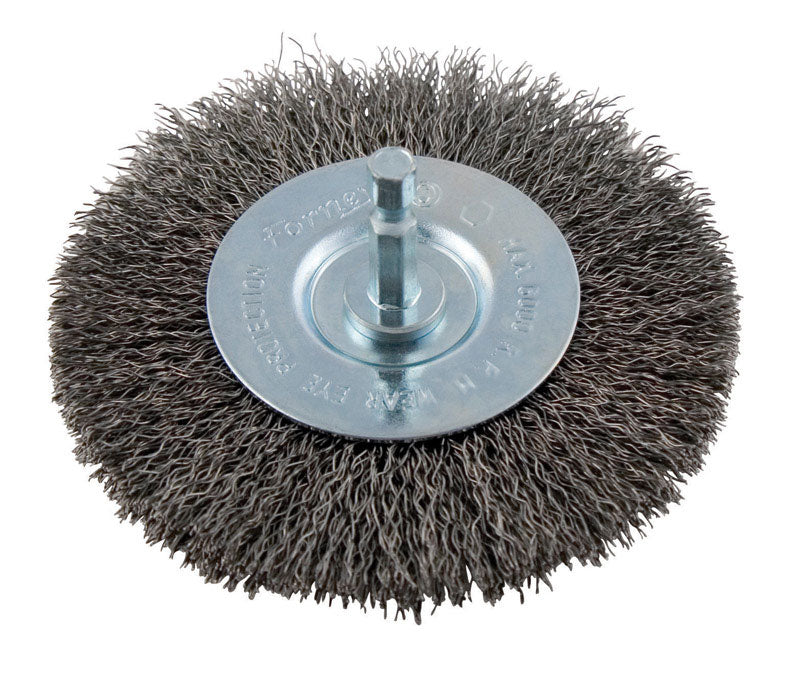 Forney Wheel Brush 4 " Crimp, Mounted Coarse