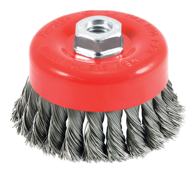 Forney 72753 4-Inch by 5/8-11 Knotted Cup Brush .020 Carbon Steel
