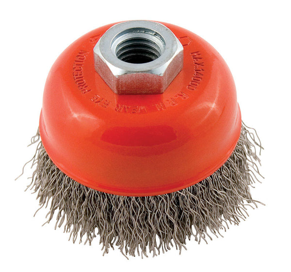 Forney 72755 Wire Cup Brush, Coarse Crimped with 5/8-Inch-11 Threaded Arbor, 2-3/4-Inch-by-.014-Inch