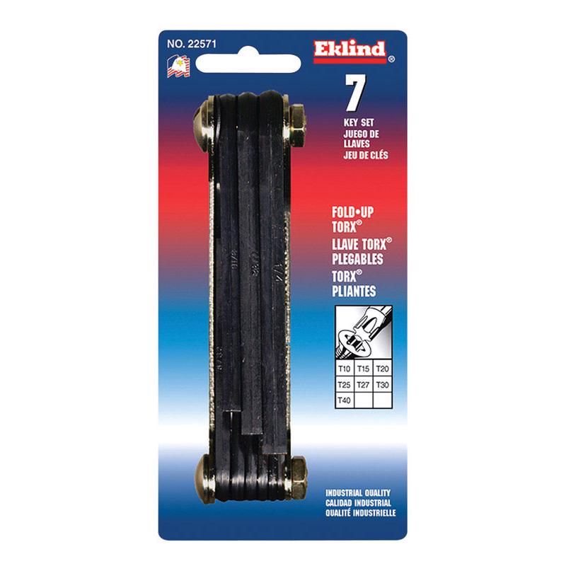 EKLIND 22571 Classic Steel Handle Fold-up TORX star Key - 7pc set T10-T40
