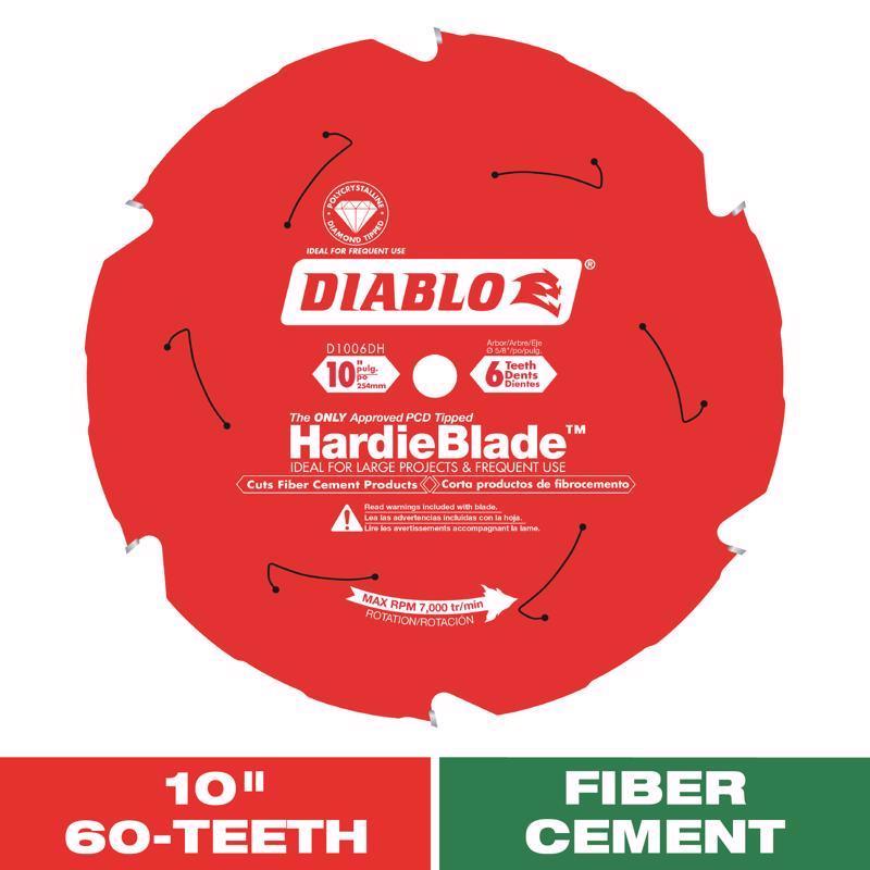 Freud Diablo 10"x6 Tooth Polycrystalline Diamond Tipped Cement Saw Blade 5/8"
