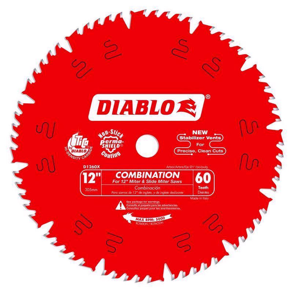 Freud Diablo D1260X 12-Inch by 60t 1in Arbor Combination Saw Blade