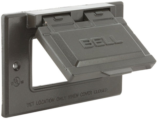 Hubbell-Raco 5101-2 1-Hole Weatherproof Device Cover, 4-9/16 in L X 2-13/16 in W X 3/4 in T, Bronze