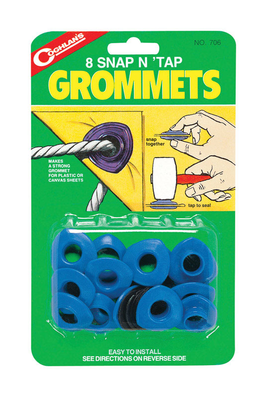 Coghlan's Snap 'n Tap Grommets, 8-Pack, Blue/Black