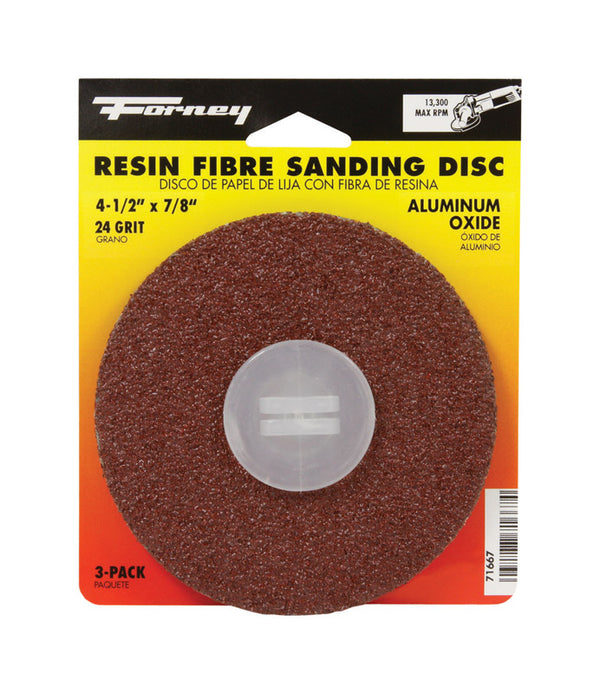 Forney Sanding Disc 4-1/2 " X 7/8 " 24grit Aluminum Oxide 71667