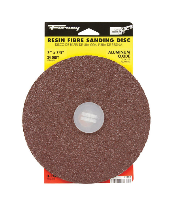 Forney 7 in. Aluminum Oxide Adhesive Sanding Disc 24 Grit 3 pk 71653