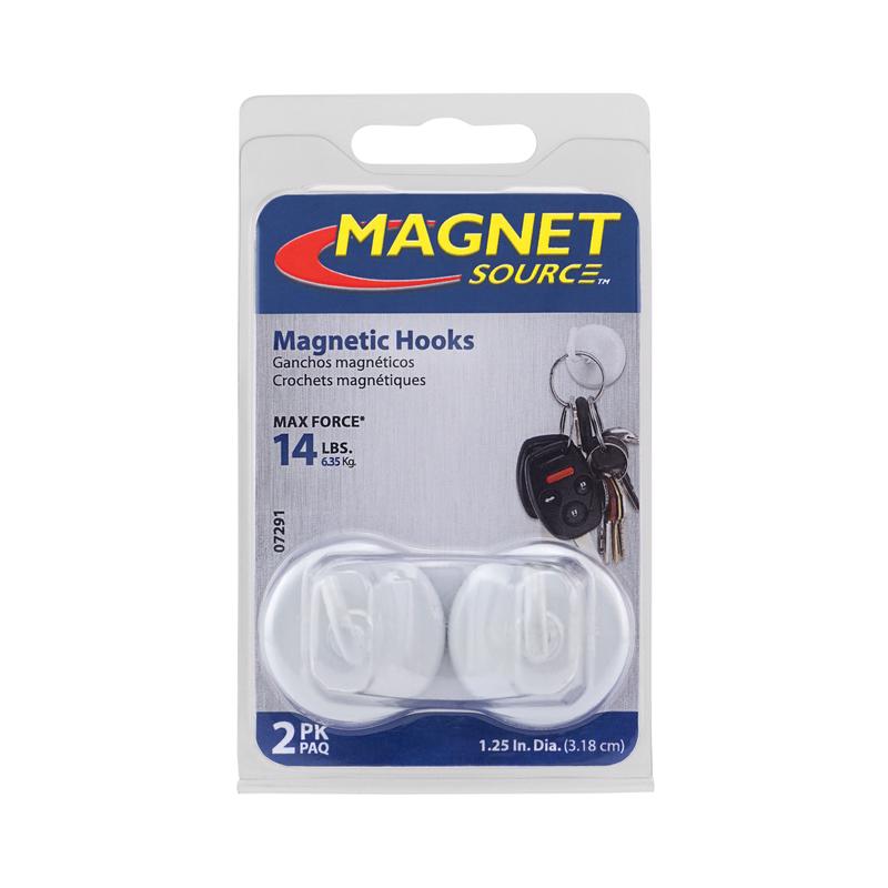 Master Magnetics 07291 White Magnet Hook 2 Count