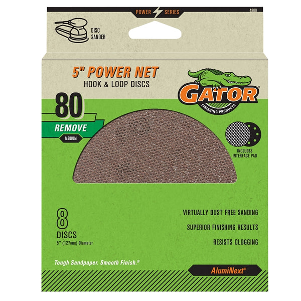 Gator Ali Industries 134849 5 in. Power Net Disc - 80 Grit - Pack of 8 4800