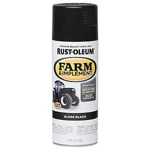 Rust-Oleum 280123 Farm & Implement Spray Paint, 12 oz, Gloss Black (Pack of 1)