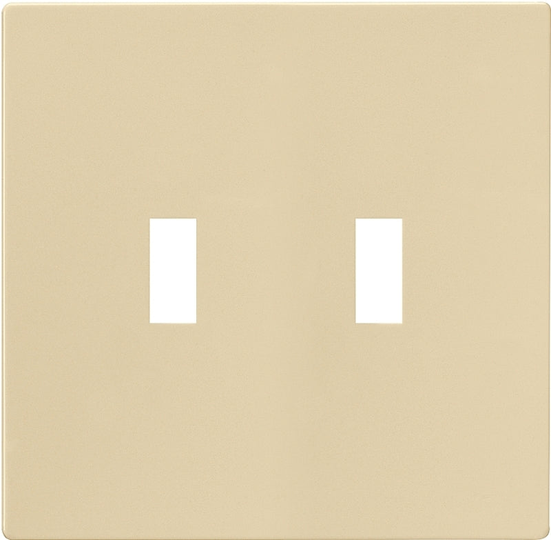 EATON Wiring PJS2V Polycarbonate 2-Gang Screwless Toggle Switch Mid Size Wall Plate, Ivory