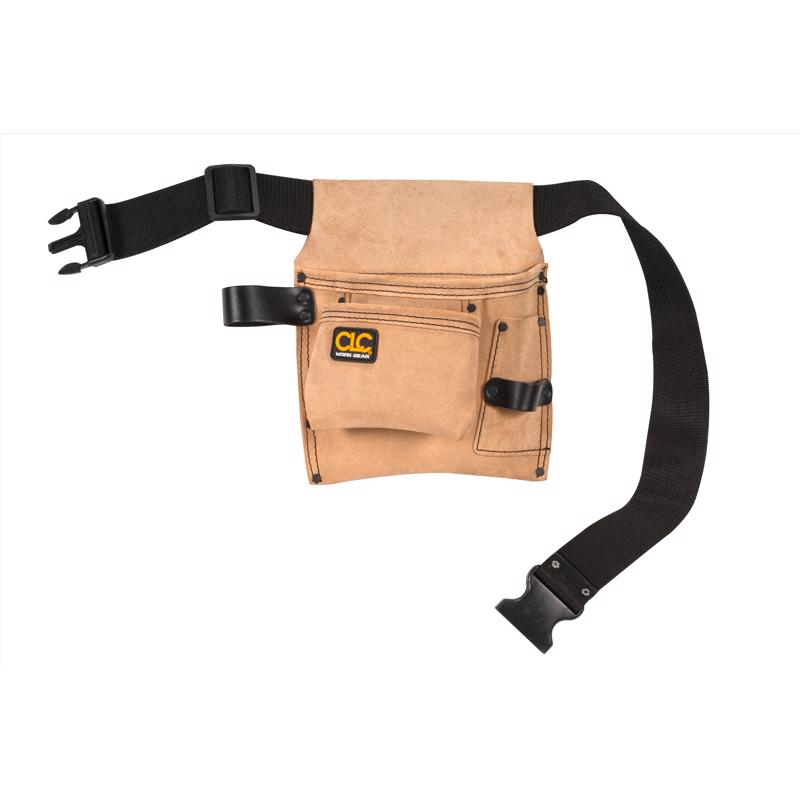 Custom LeathercraftIP489X Suede Tool Bag & Poly Web Belt, 3 Pocket , Tan