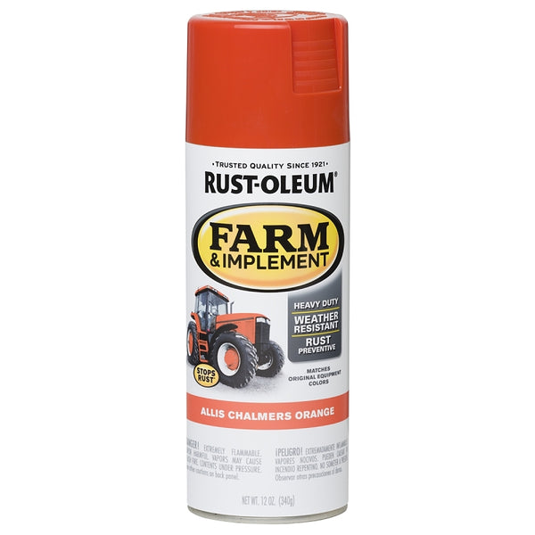 Rust-Oleum 280135 Farm & Implement Spray Paint, 12 oz, Allis Chalmers Orange